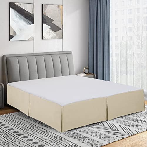 Cathay Home Twin Bed Skirt - Double Brushed Microfiber Pleated Easy Fit Bed Skirt, Ultra Soft Fade & Wrinkle Resistant Dust Ruffle for Twin Size Bed, Cream