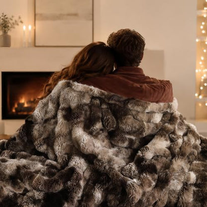 YIKUSH Queen Faux Fur Soft Comforter Set, Fluffy Bedding Set, Tiedye Coffee