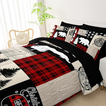 QOOMO Western Rustic 7 Pieces Comforter Set Twin Size,Farmhouse Bedding Set