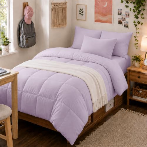 Anluoer Twin Comforter Set, 5 Piece Bed in a Bag Twin Bedding Sets