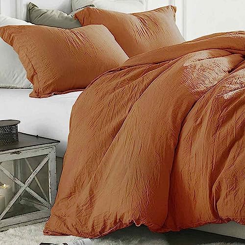 King Size Comforter Set 3 Piece, Burnt Orange, 90x104 inch