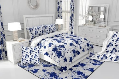 jejeloiu Blue Flower Comforter Set Twin Size Kids Floral Bedding Set for Boys Girls Teens Botanical Duvet Breathable Minimalist Aesthetics Quilt Bedroom Decor,1 Comforter with 1 Pillowcase