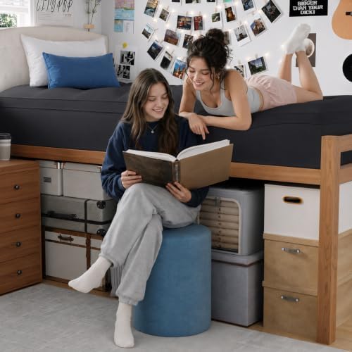 ELEMUSE Twin XL Black Mattress Topper for College Dorm, Thick Pillow Top