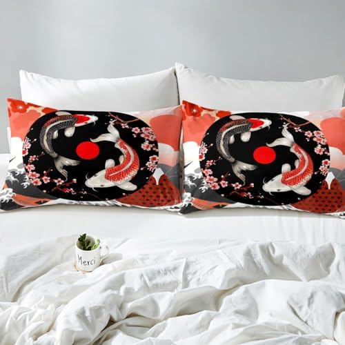 Feelyou Japanese Koi Fish Duvet Cover King Size