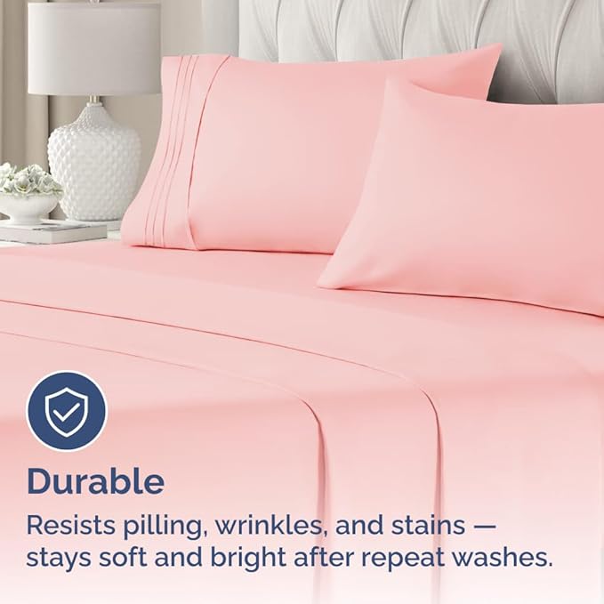 Standard Pillow Cases Set of 4 - Ultra Soft Hotel Quality Pillowcase Covers - Comfy Bedding for Women, Men, Kids & Teens - Machine Washable Pillow Protectors - 4 Piece Set - Standard Size Baby Pink