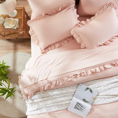 Anluoer Twin Comforter Set 5 Piece,Ruffle Bed in a Bag Twin Bedding Sets