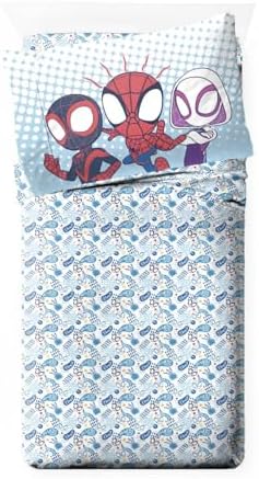 Marvel Spidey and Friends Toddler Size Comforter Set 4 Piece Bedding, Blue