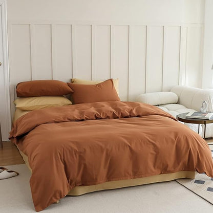 CLOTHKNOW Brown King Size Comforter Set Pumpkin Bedding Sets Soft Caramel Comforter Burnt Orange Comforters with 2 x Pillow Cases