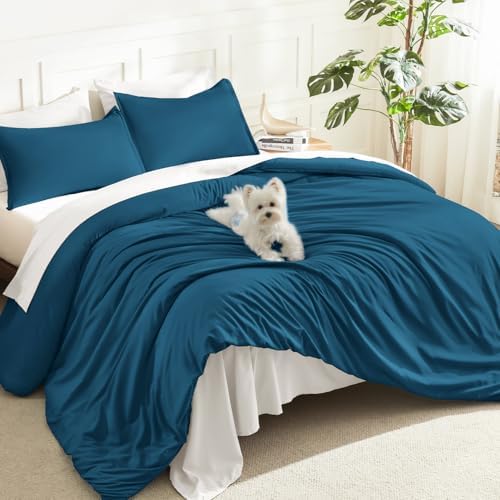 Litanika Teal Super King Plus Comforter Set, 3 Pcs Solid Bedding Set