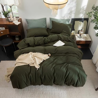 FOSSA Duvet Cover Set 100% Washed Cotton Linen Feel Super King