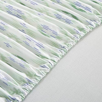 Chezmoi Collection 4-Piece Lodge Geometric Prickly Pear Cactus Sheet Set King Size - Green Purple Printed Brushed Microfiber Lightweight Breathable Bed Sheets