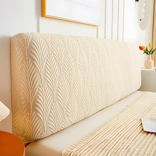 EFELIM Stretch Headboard Covers for Queen Cal King Size Bed Headboard Slipcover, Jacquard Bed Head Cover Dustproof Protector Cover for Bedroom Décor (Beige,Queen:59.0in)