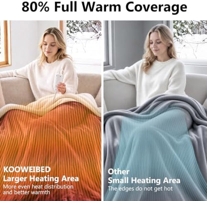 Heated Blanket Throw Red, 50"×60" Electric Warm Throw with 4 Heat Settings & 4H Auto Shut-Off, Fast Heating, Premium Quilted, Machine Washable