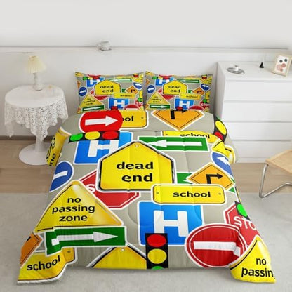 Feelyou Car Comforter Boys Comforter Set Twin Size for Kids Children