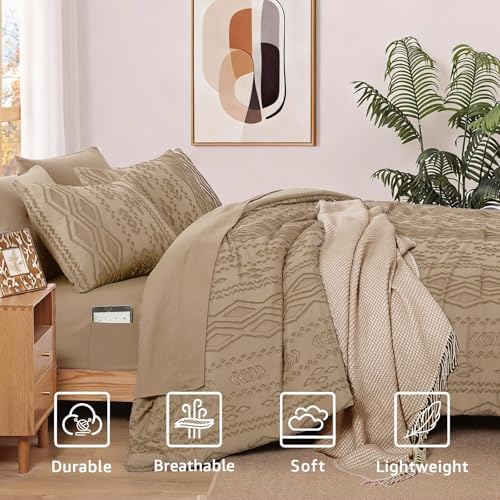 Queen Size Comforter Set- 7 Pieces Tufted Bed in a Bag Queen Bedding Sets