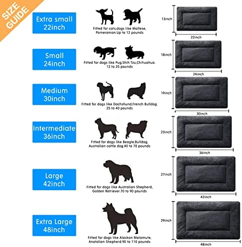 Dog Crate Pad Washable Dog Bed for Crate Small Cozy Mat 24-Inch Dark Gray