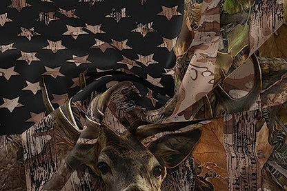 Tailor Shop Deer Comforter Sets Twin Size for Boys Kids Teens,American Flag Camo Bedding Sets Hunting Comforter Sets Woodland Moose Wildlife Forest Bed Set, with 1 Comforter 1 Pillowcase……