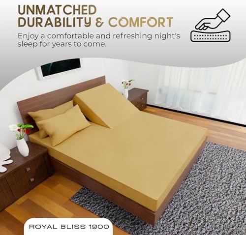 Split Top California King - 4 Piece Bedding - Deep Pocket Sheet Set - Split Top California King Sheets Sets for Adjustable Bed - Double Brushed Microfiber (Gold)