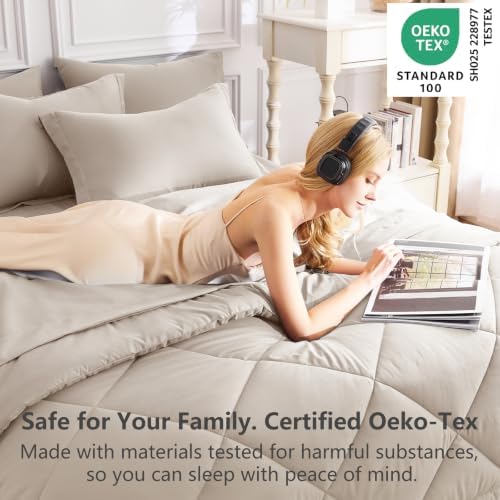 CozyLux King Comforter Set 102"x90" Linen - 7 Piece Bed in a Bag