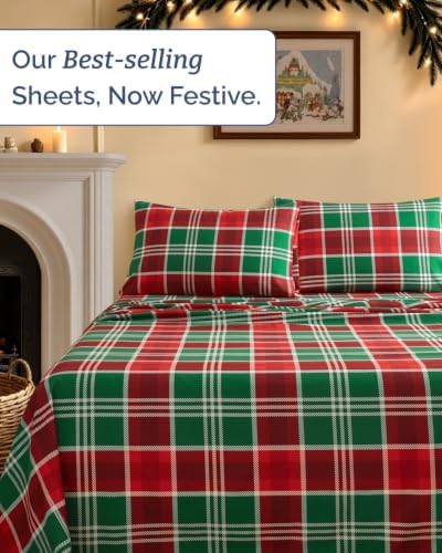 Christmas Sheet Set, Highland Tartan, Holiday Xmas Bedding Set - Full Size