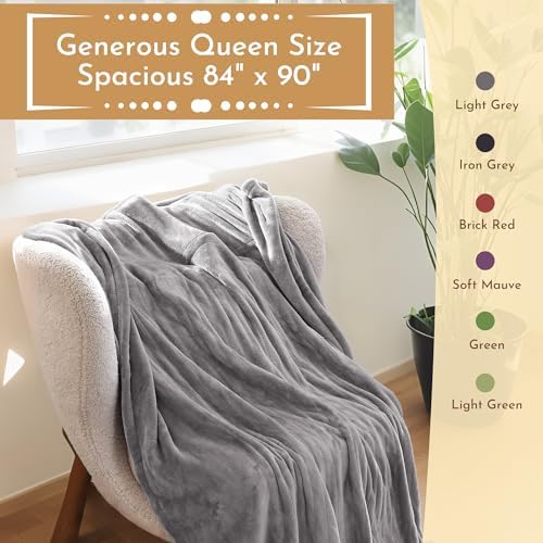 Electric Heated Blanket 84"x90" Queen Size, Light Grey
