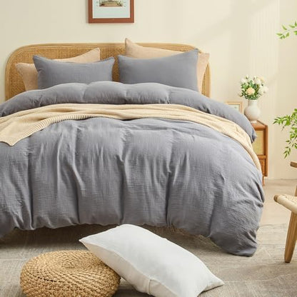 MEISHANG Muslin Duvet Cover Queen Size - 100% Organic Cotton