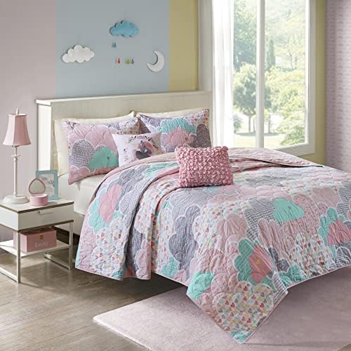 Intelligent Design Kids Cotton Playful Pink Queen Quilt Set, 5pc