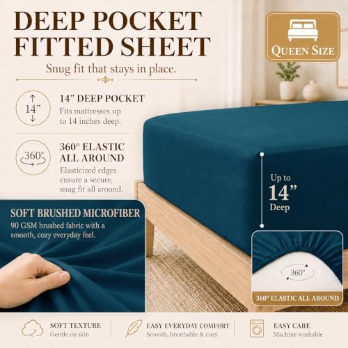 CozyLux Queen Comforter Set Lyons Blue - 7 Pieces Bed in a Bag