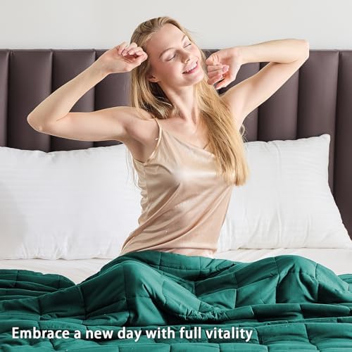 yescool Weighted Blanket for Adults 10lbs Twin Size, 48" x 72", Green