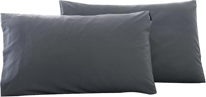 Microfiber Standard Bed Pillowcases 2 Pack, Super Soft Bed Pillow Covers Envelope Closure, Wrinkle, Fade and Stain Resistant, 20x26, Grey