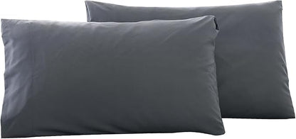 Microfiber Queen Bed Pillowcases 2 Pack, Super Soft Bed Pillow Covers Envelope Closure, Wrinkle, Fade and Stain Resistant, 20x30, Grey