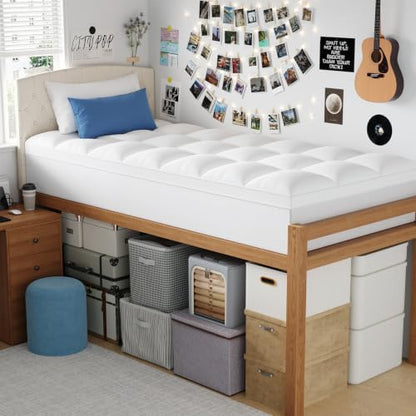 ELEMUSE Twin XL Mattress Topper for College Dorm, Thick Pillow Top Bed Pad