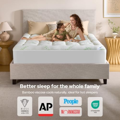 BEDLORE California King Mattress Topper, Thick Soft Pillow Top Bed Topper
