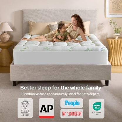 BEDLORE California King Mattress Topper, Thick Soft Pillow Top Bed Topper