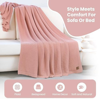 Dalisa Alina GOTS Organic Cotton Throw Blanket, Pink, 80x90 in