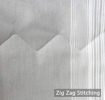 SLEEPBELLA Comforter King Size, 600 Thread Count Cotton Light Gray & White Stripes Reversible Pattern Grey Comforter Sets,Down Alternative Bedding Set 3Pcs (King, Grey Stripes)
