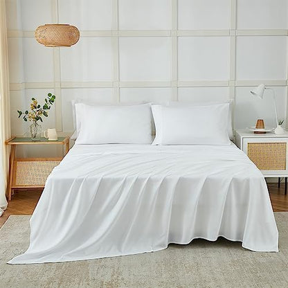 ILAVANDE White Queen Sheets Set 6 Piece,Hotel Luxury Super Soft 1800 Series Microfiber Queen Bed Sheets Set-Wrinkle Free & Breathable-14 Deep Pocket Sheets for Queen Size Bed(Queen,White)