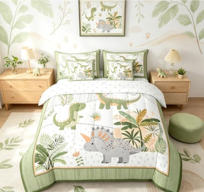 Feelyou Cute Dinosaur 7 Piece Bedding Set King Size for Kids Teens