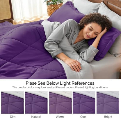 BEDELITE Queen Comforter Set 7 Pieces, Reversible Purple Bed in A Bag