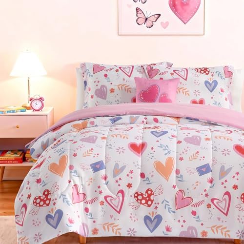 Full Size Comforter Sets for Girls-4 Pieces Printed Full Bedding Sets