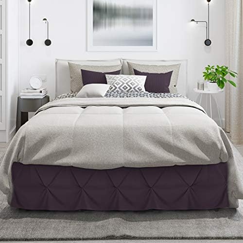 Nestl Purple Bed Skirt Cal King Size, Pinch Pleat Cal King Bed Skirt, 14" Inch Drop Cal King Bedskirt, Hotel Quality Purple Bed Skirts, Microfiber Bedskirt for Cal King Bed, Purple Cal King Bed Skirt