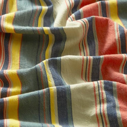 mixinni Twin XL Size Comforter Set 3 Pieces, Vintage Colorful Striped Washed Cotton Reversible Comforter with 2 Pillowcases, All Season Lightweight Bedding for Women & Men, Retro Mid-Century Style