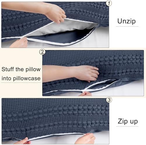 PHF Cotton Waffle Body Pillowcase 20" x 54", Indigo, No Insert