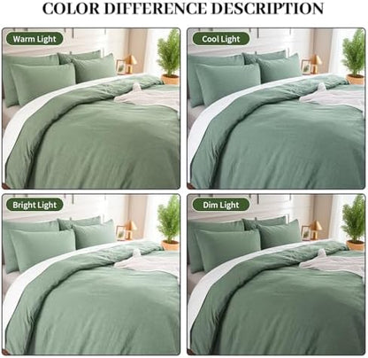 NEXHOME PRO Duvet Cover Queen Size, 3 Pieces Cotton Bedding Cover Set