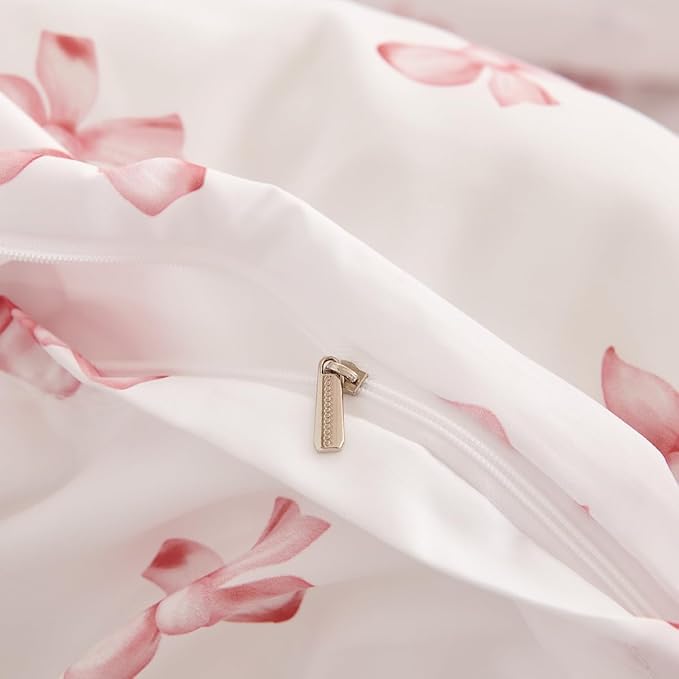White Twin Comforter Set - Pink Bow Quilt Bedding Set 2 Pieces, Comforter Set Twin Size, Soft & Lightweight Comforter(68‘’ x 90‘’) for Girl All Season & 1 Pillowcase(30‘’x20‘’)