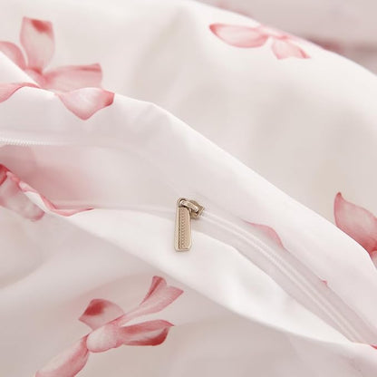 White Queen Comforter Set - Pink Bow Comforter Set Queen Size, Quilt Bedding Set 3 Pieces, Soft & Lightweight Comforter(90‘’ x 90‘’) for Girl All Season & 2 Pillowcases(30‘’x20‘’)