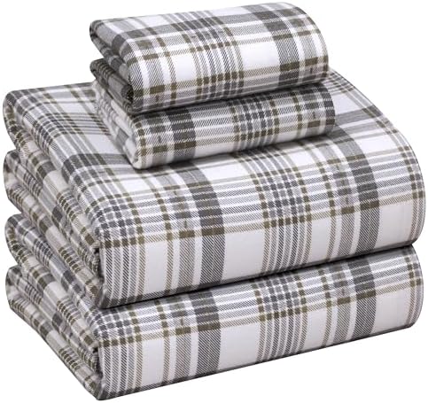 RUVANTI Flannel Sheets King Size - 100% Cotton Brushed King Size Sheets Set - Deep Pockets 16 Inches Bed Sheets - All Seasons Breathable & Extra Soft - Warm & Cozy, 4 Piece, Modest