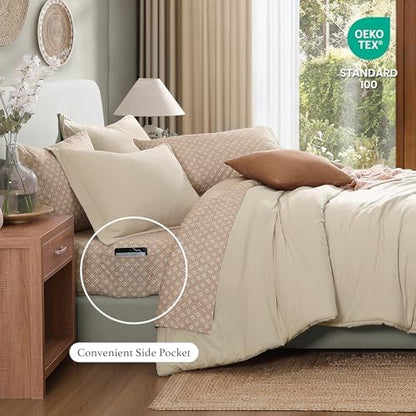 Monbix King Size Comforter Set- 7 Pieces Soft Bed in a Bag King Bedding Set
