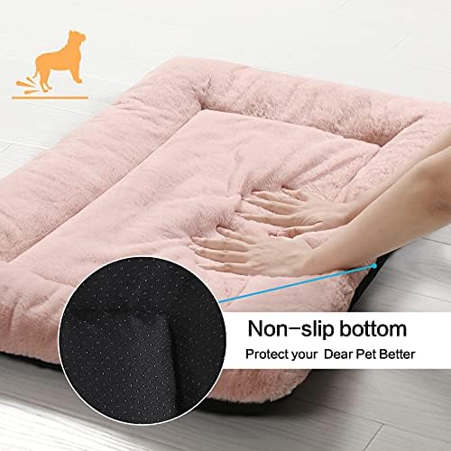 Dog Crate Pad Washable Dog Bed for Crate Medium Cozy Mat 36-Inch Pink
