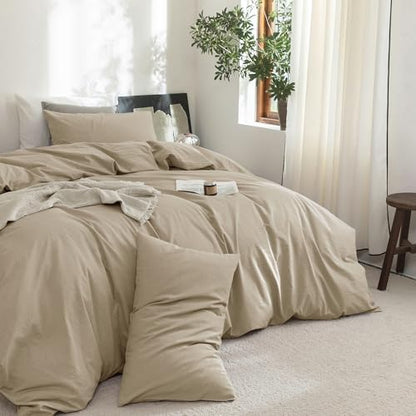 FOSSA Duvet Cover Set 100% Washed Cotton Linen Feel King